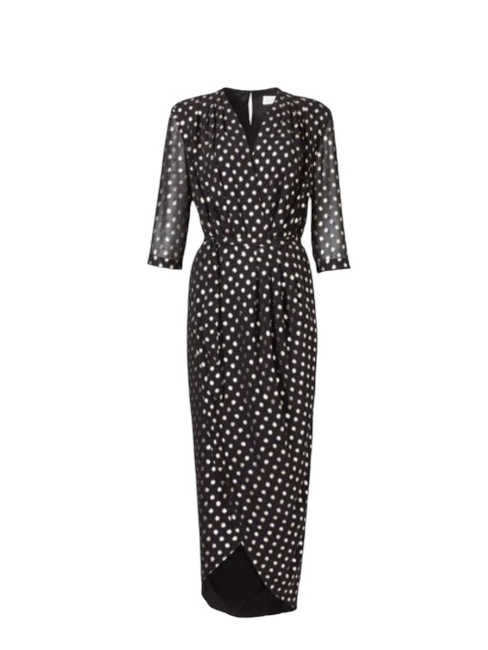Amanda Uprichard Black Polka Dot Wrap Maxi Dress - Women